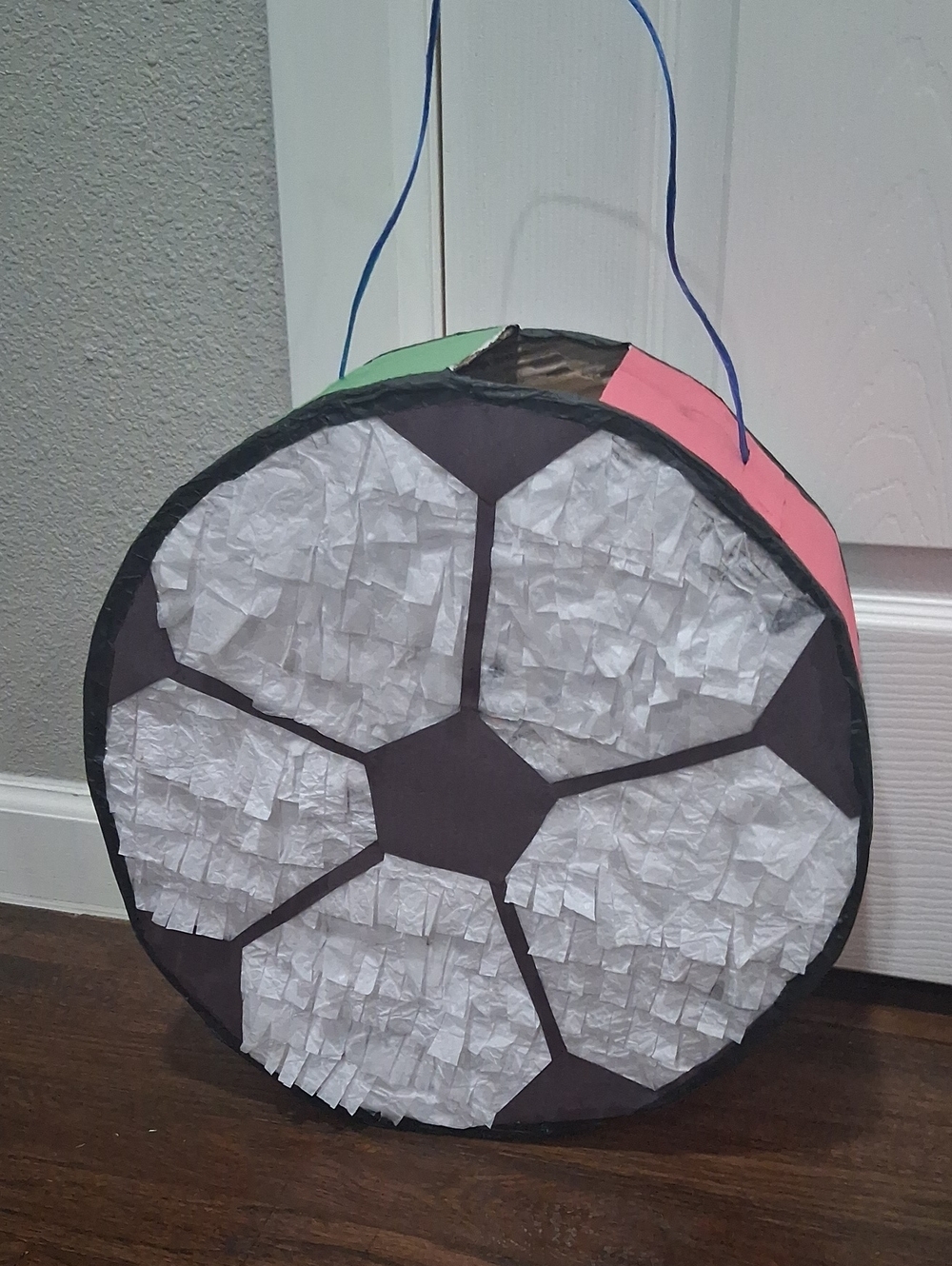 Round Soccer Ball Piñata with White and Black Panels